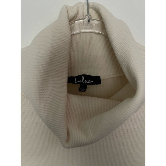 Lulus Sweater Dress Womens L Ivory Turtleneck Long Sleeve Pullover USA New - Picture 4 of 4